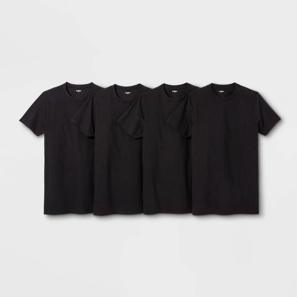 Men's Short Sleeve 4pk Crewneck T-Shirt - Goodfellow & Co™ Black M Product Image