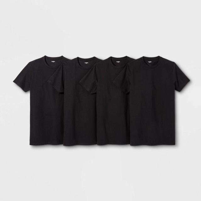 Mens Short Sleeve 4pk Crew-Neck T-Shirt - Goodfellow & Co Black XL Product Image