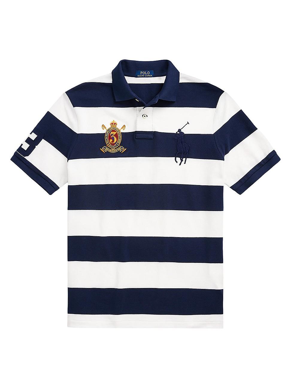 Mens Striped Cotton Polo Shirt Product Image