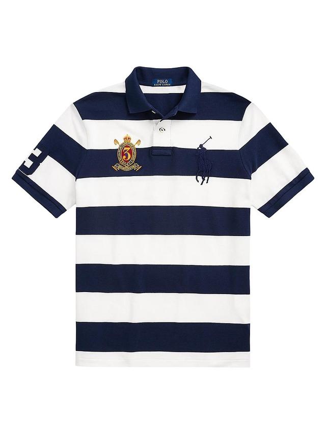 Mens Striped Cotton Polo Shirt Product Image