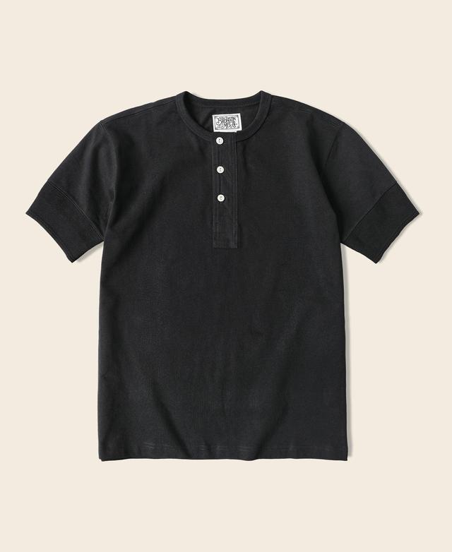 Vintage Short Sleeve Henley T-Shirt - Black Product Image