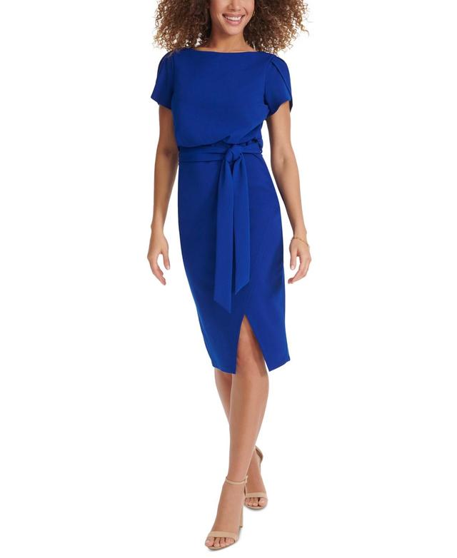 Women's Tulip-Sleeve Tie-Waist Sheath Dress Product Image