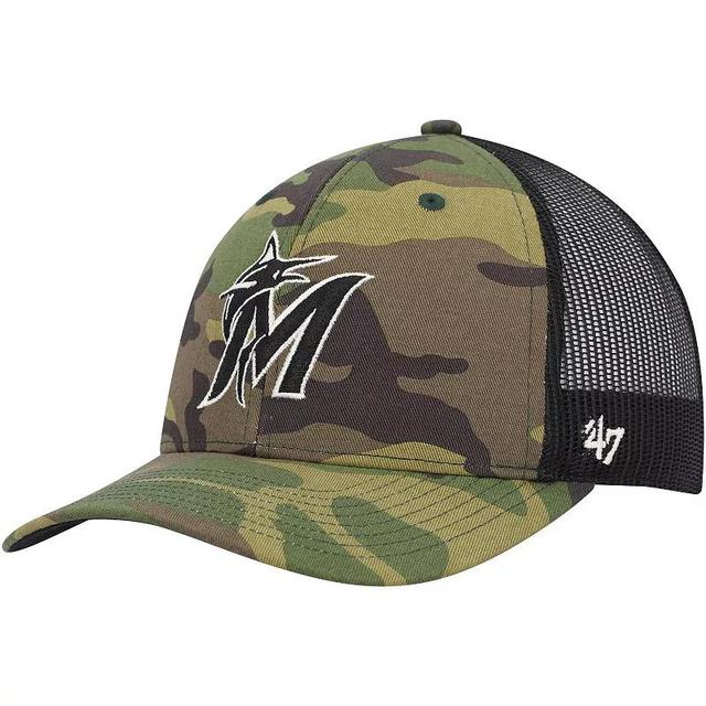 Mens 47 Camo Miami Marlins Trucker Snapback Hat Product Image