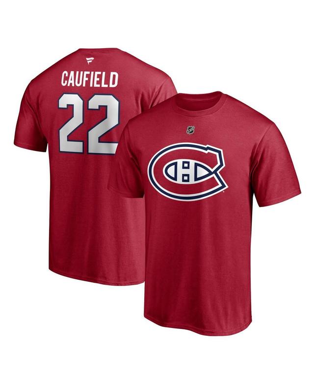 Mens Fanatics Branded Cole Caufield Red Montreal Canadiens Authentic Stack Name & Number T-Shirt Product Image