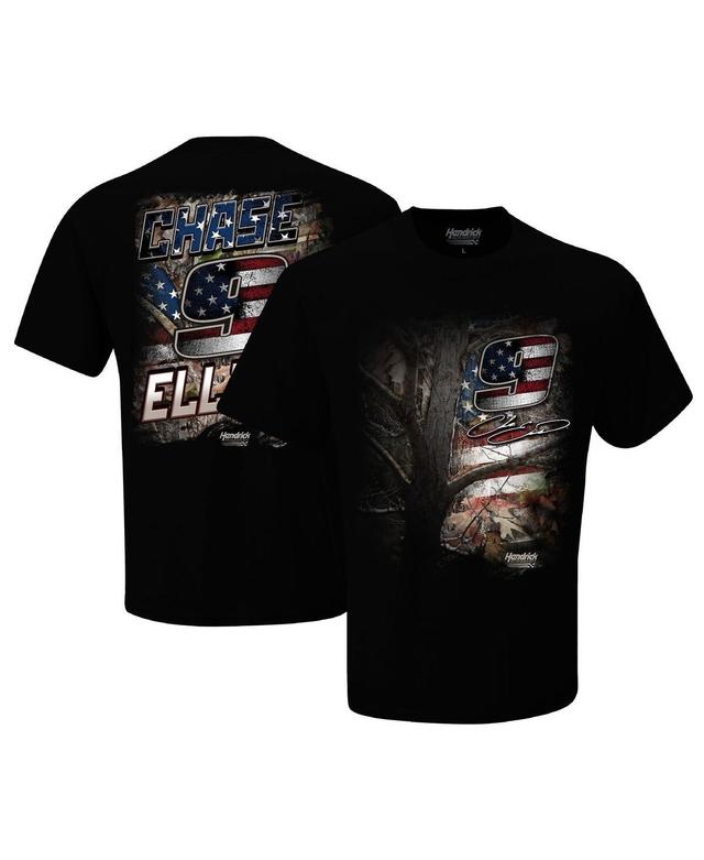 Hendrick Motorsports Team Collection Mens Black Chase Elliott Camo Patriotic T-Shirt Product Image