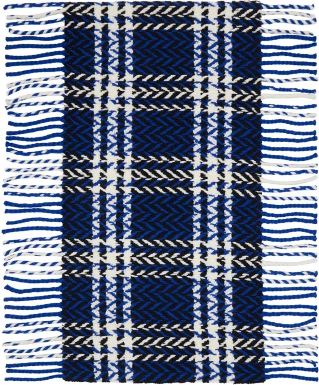 BURBERRY Blue & Black Check Wool Scarf In Knight Product Image