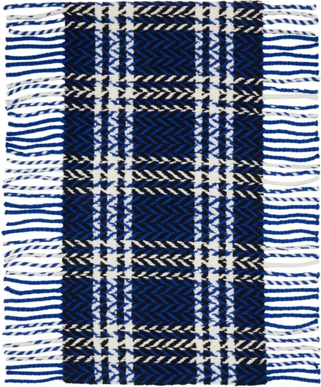 BURBERRY Blue & Black Check Wool Scarf In Knight Product Image