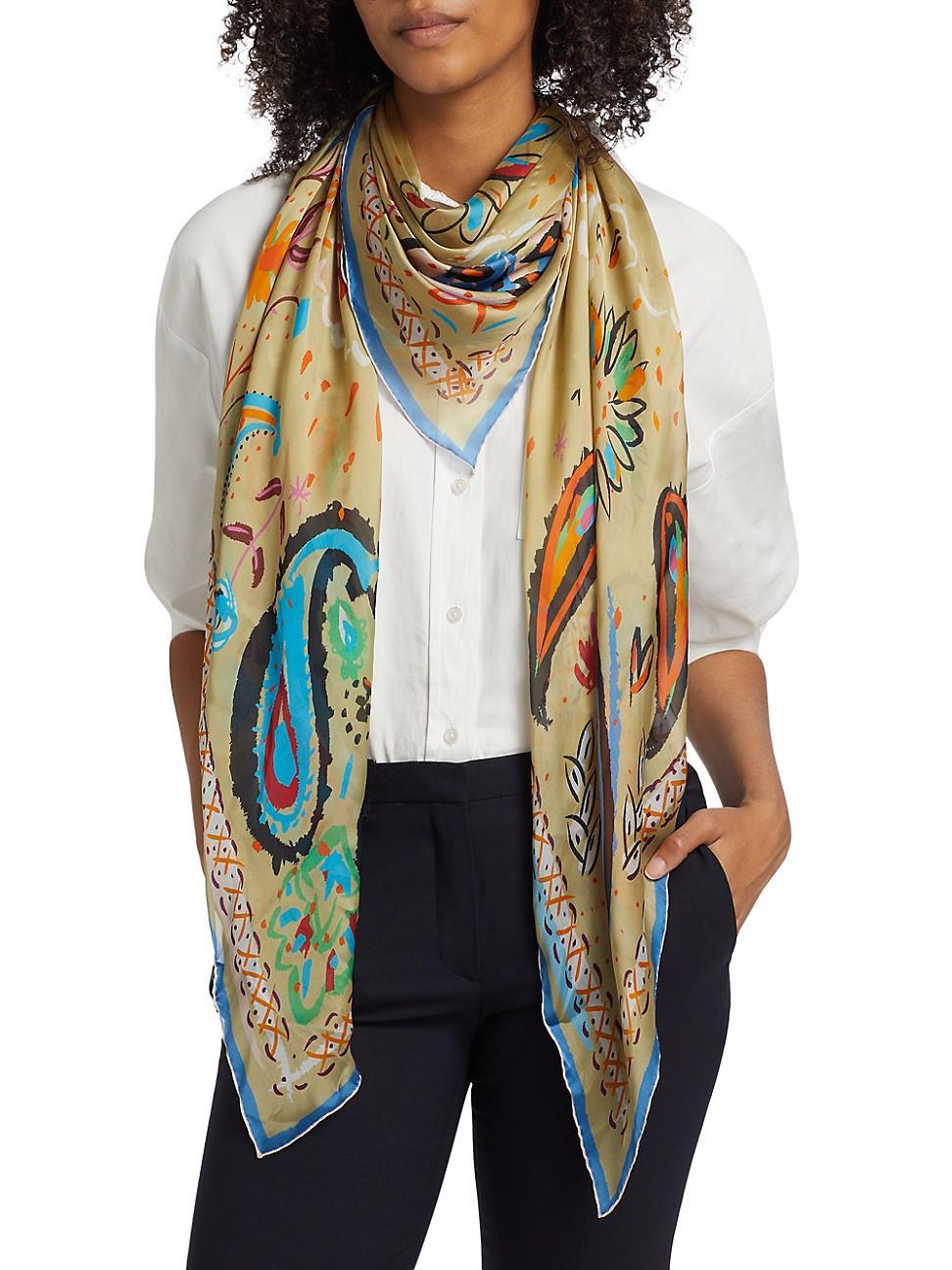 Womens The Fauve Paisley Silk Scarf Product Image