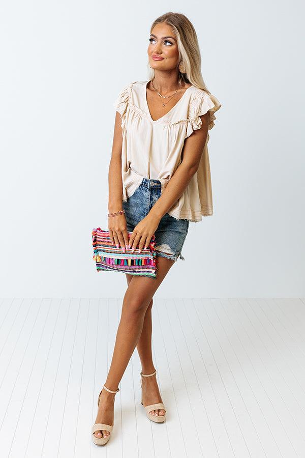 Covered In Sunshine Shift Top In Beige Product Image