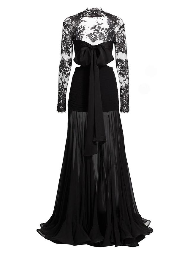 Womens Cut-Out Silk & Lace Gown Product Image