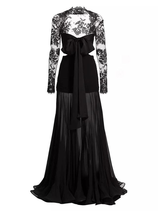 Cut-Out Silk & Lace Gown Product Image