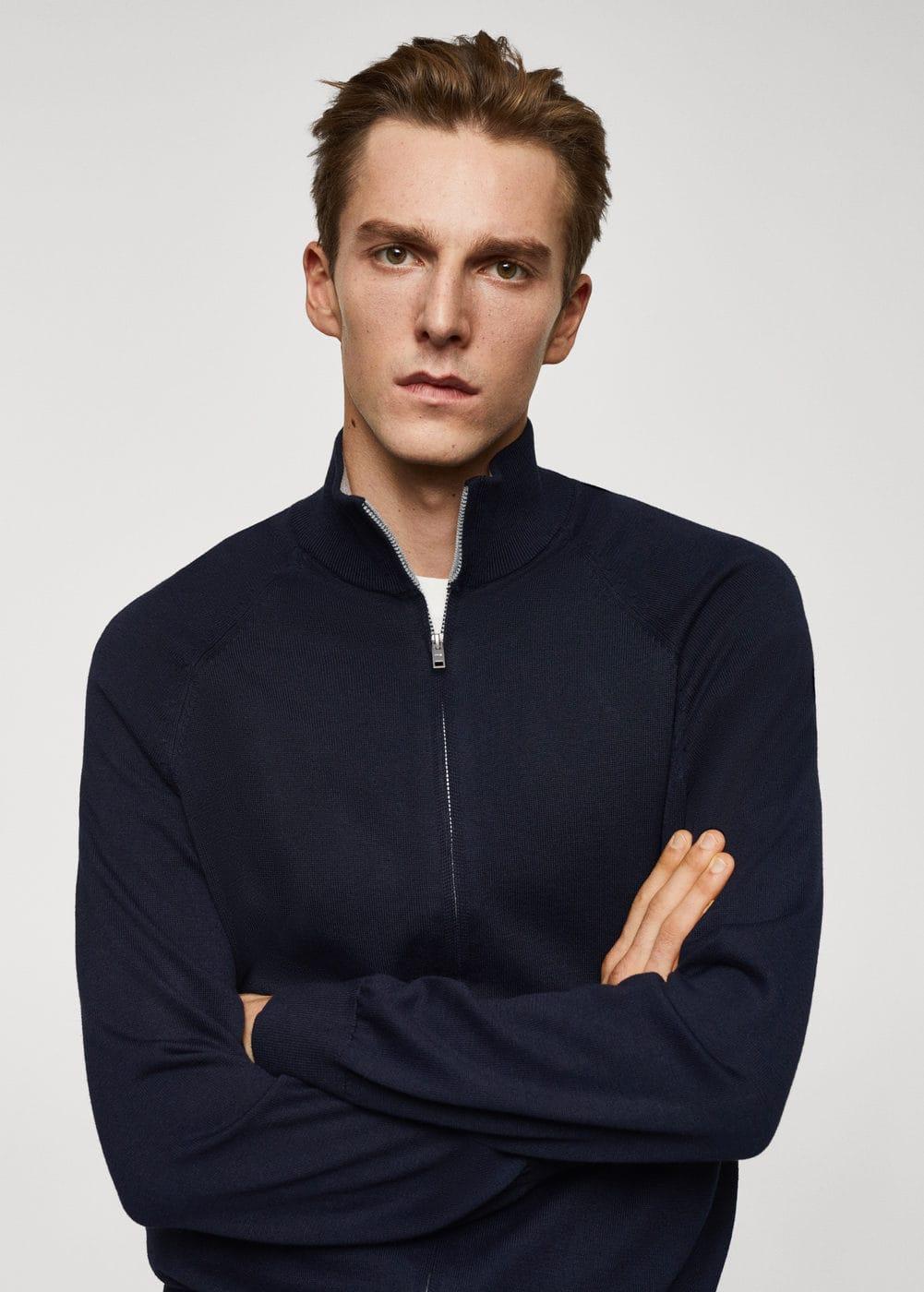 MANGO MAN - Zipped cotton cardigan navyMen Product Image