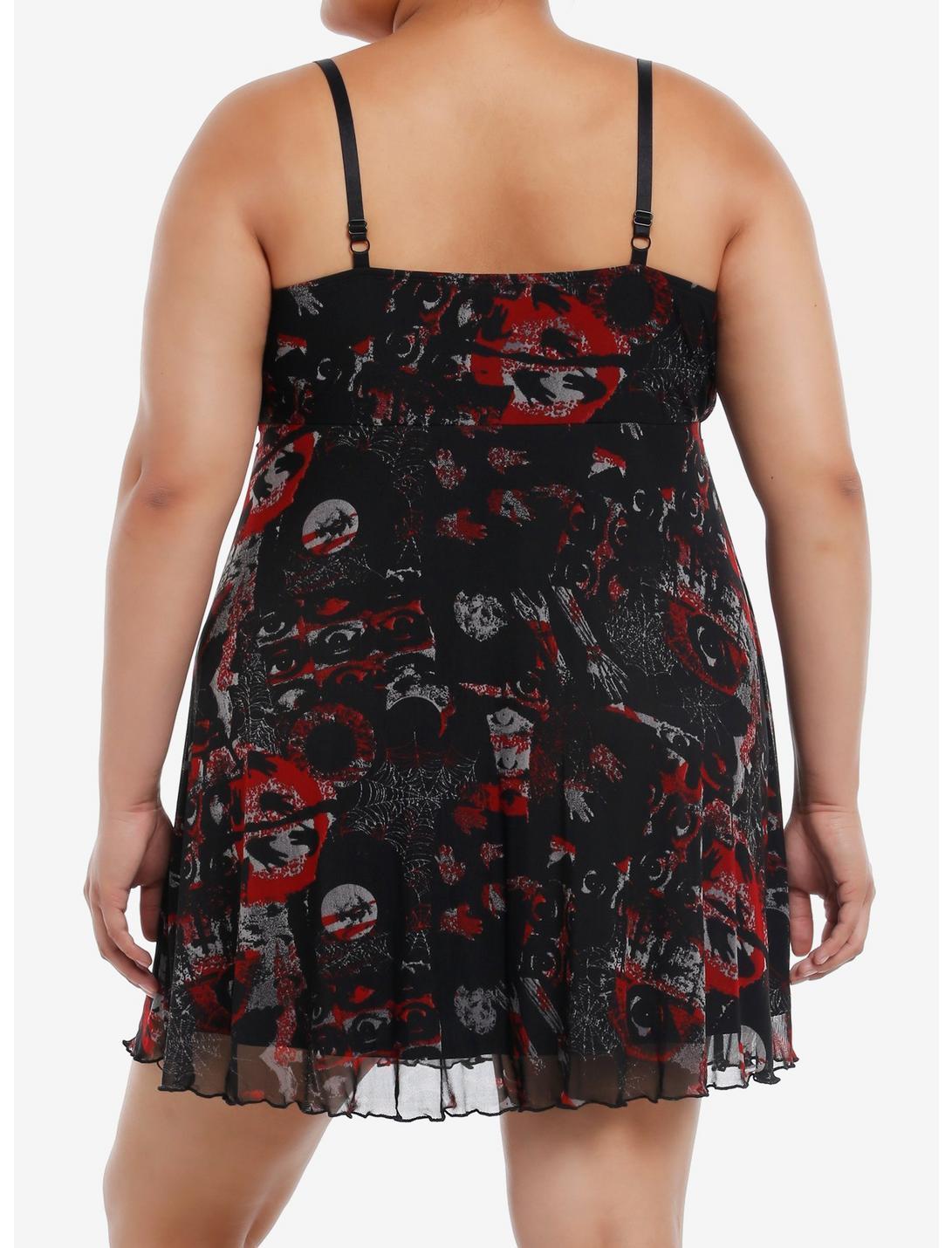 Social Collision Red & Black Icons Mesh Cami Dress Plus Size Product Image