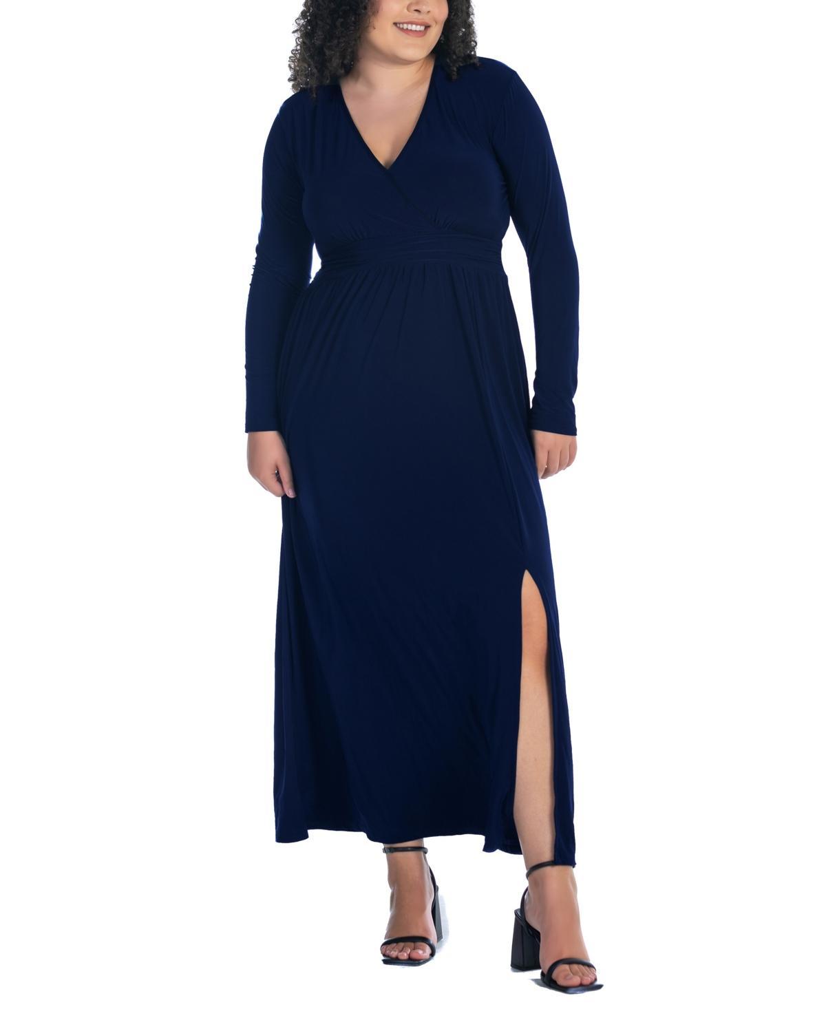 24seven Comfort Apparel Plus Long Sleeve Maxi Dress Product Image