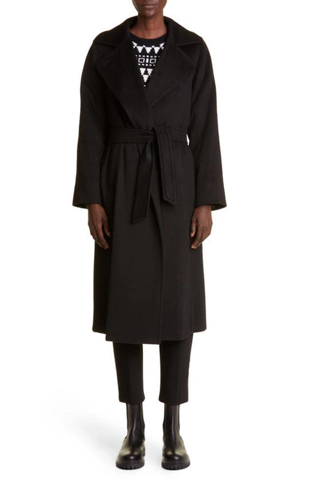 MAX MARA Manuela Camel Hair Wrap Coat In Black Product Image