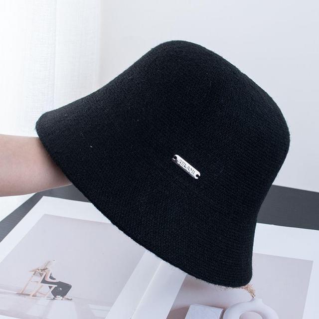 Metal Plate Knit Bucket Hat Product Image