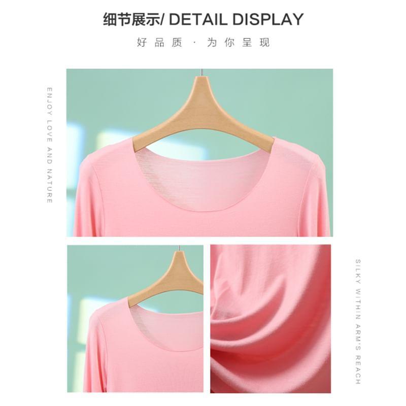 Long-Sleeve Crew Neck Plain Tee Product Image