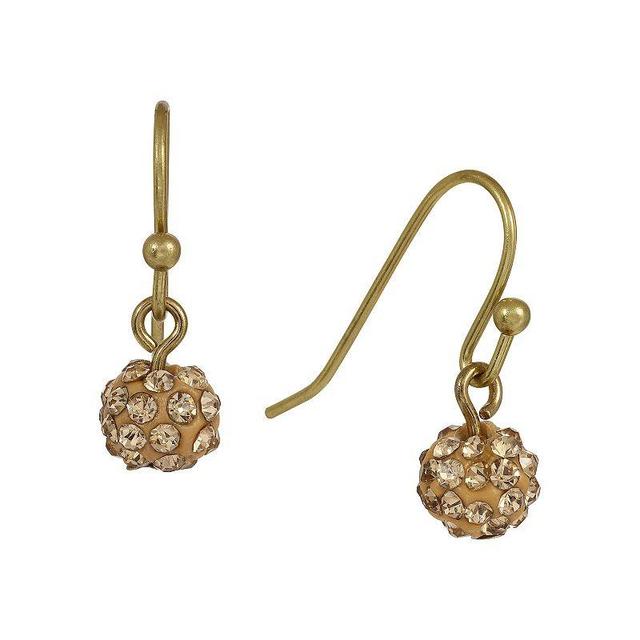 1928 Gold-Tone Pave Ball Drop Earrings, Womens, Light Brown Product Image