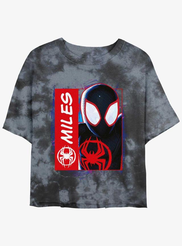 Marvel Spider-Man Miles Morales Simple Comic Girls Tie-Dye Crop T-Shirt Product Image