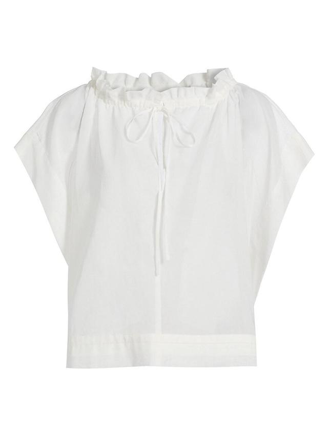 Womens Cotton Organza Ruffled Blouse Product Image