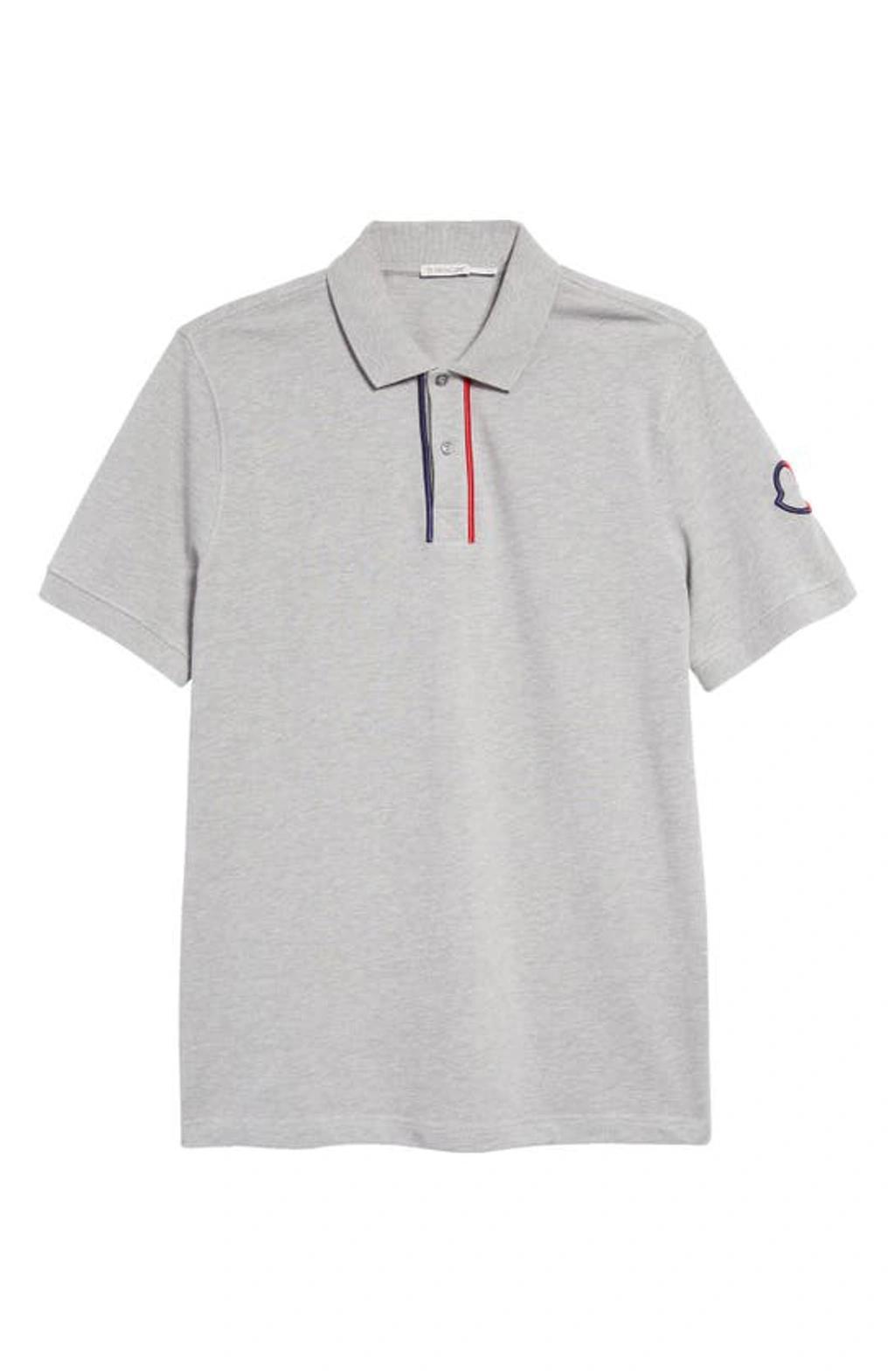 Men's Polo Shirt With Bicolor Logo Embroidery In Grey Product Image