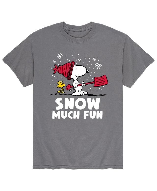 Mens Peanuts Snoopy Snow Much Fun Tee Grey Product Image