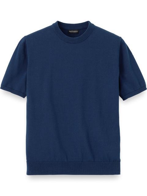 Supima Cotton Crew Neck Sweater - Navy Product Image