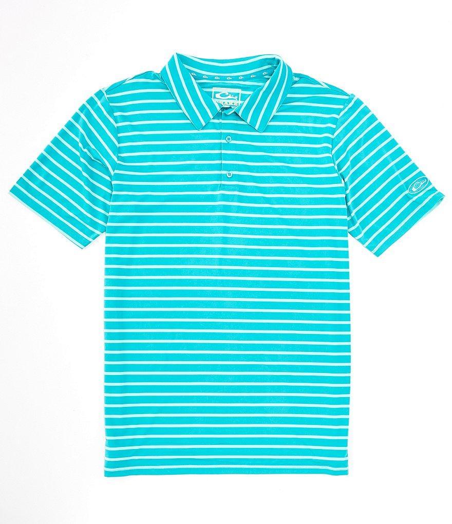 Drake Clothing Co. Striped Short Sleeve Performance Stretch Polo Shirt Product Image