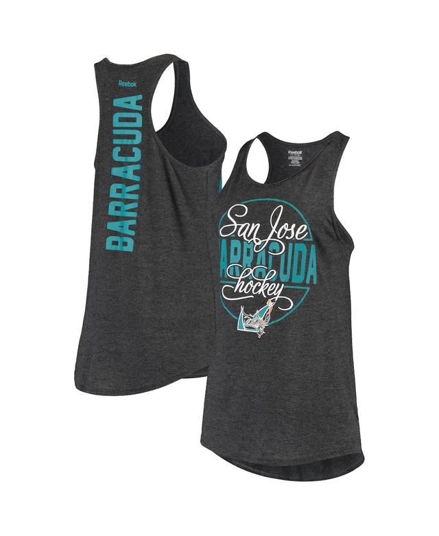 Womens Reebok Heathered Black San Jose Barracuda Tri-Blend Circle Tank Top Product Image