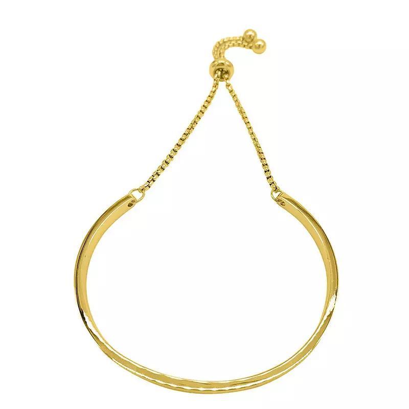 Adornia 14k Gold Plated Curved Bar Slider Bracelet, Womens Gold Tone Product Image