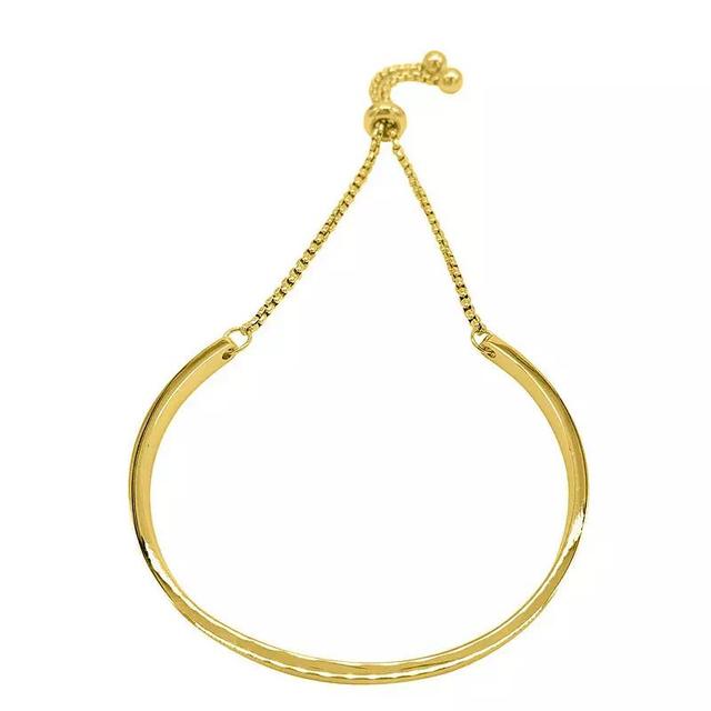 Adornia 14k Gold Plated Curved Bar Slider Bracelet, Womens Gold Tone Product Image