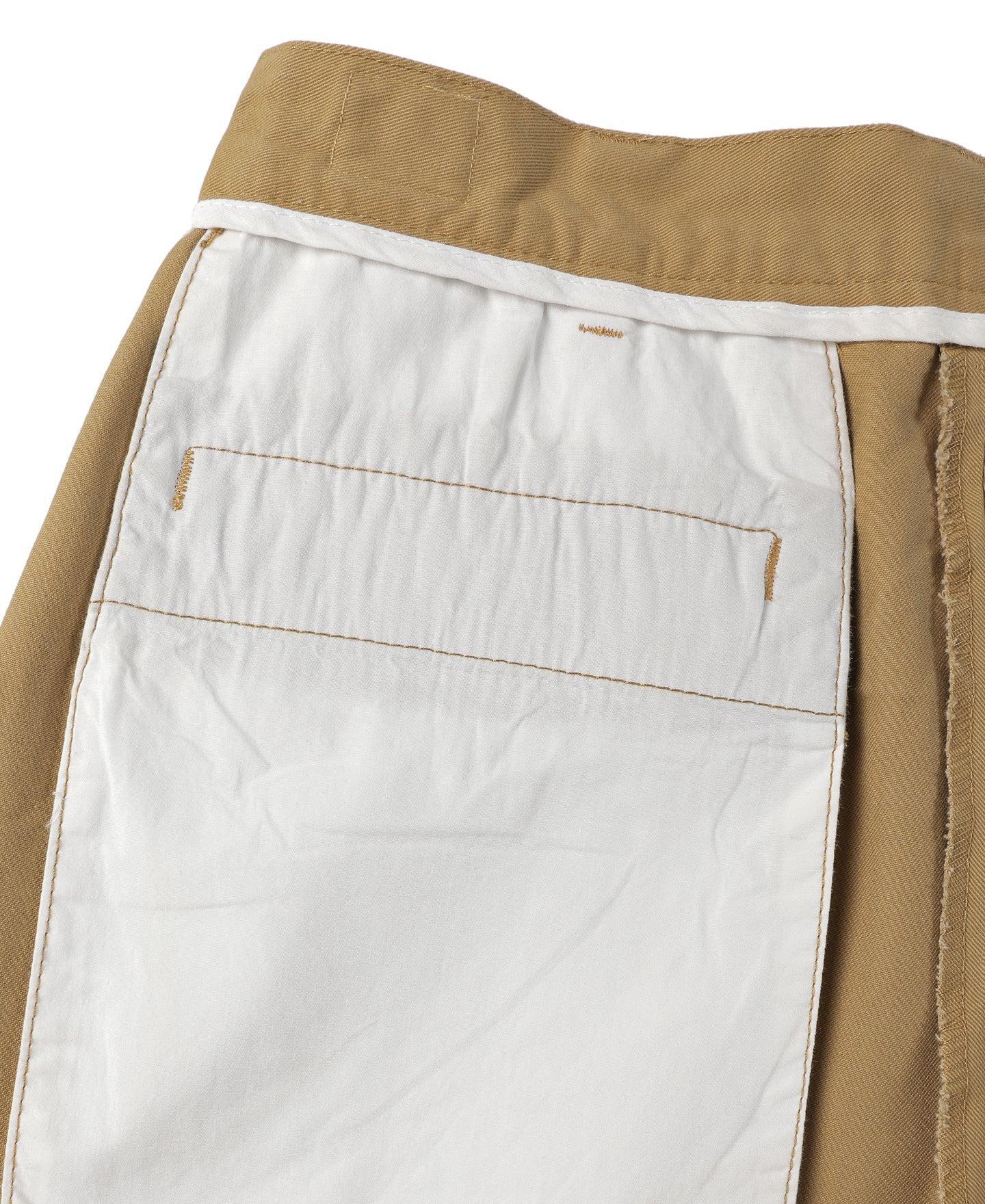 1930s IVY Style Double Pleated Chino Trousers - Yellow Product Image