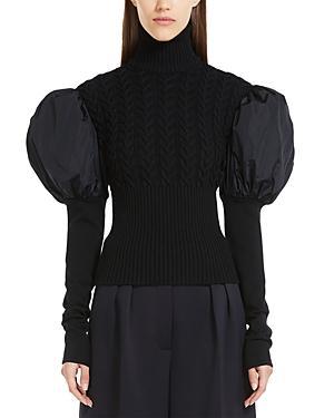 Max Mara Aster Taffeta Sleeve Cable Knit Top Product Image