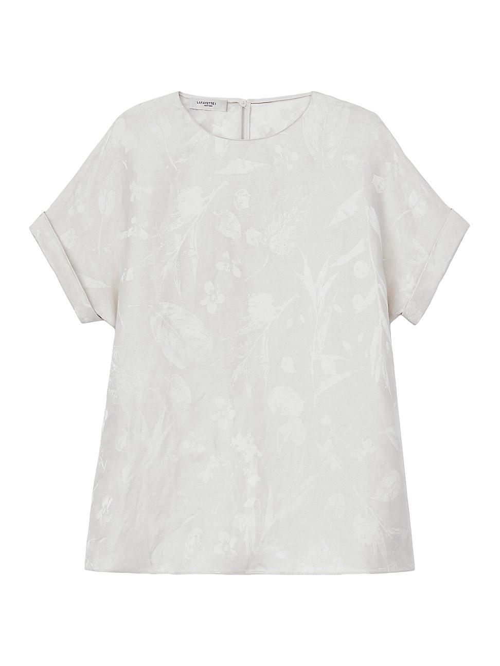 Womens Pebble Heathered Linen-Blend Blouse Product Image