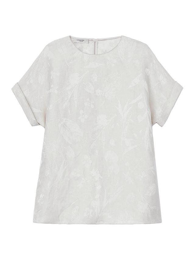 Womens Pebble Heathered Linen-Blend Blouse Product Image