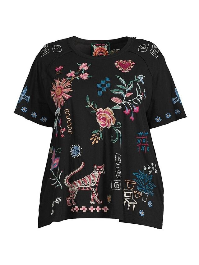 Womens Plus Raw Detail Embroidered Raglan T-Shirt Product Image