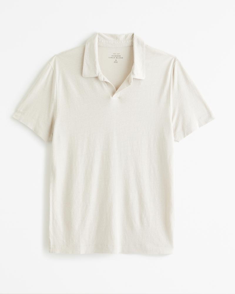 Summer Linen-Blend Johnny Collar Polo Product Image