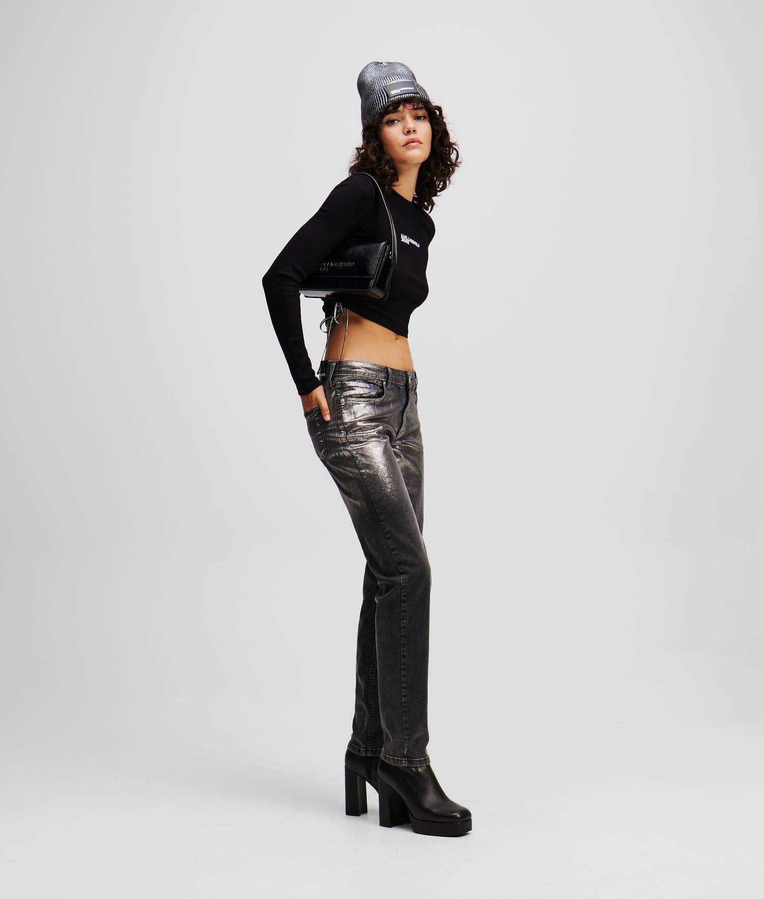 COATED MID-RISE SLIM JEANS Product Image