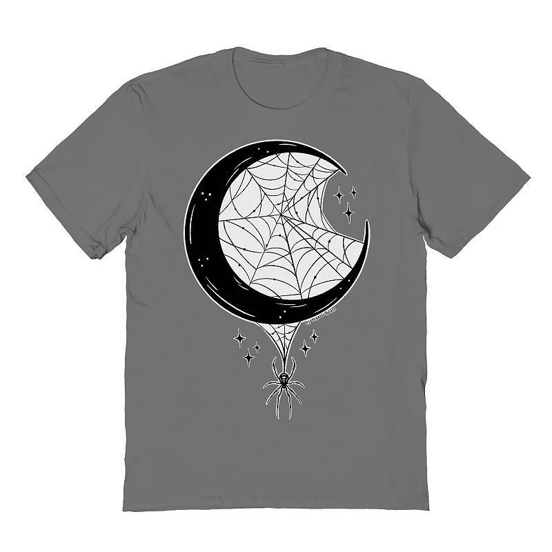 Mens Spider Moon Halloween Graphic Tee Grey Product Image