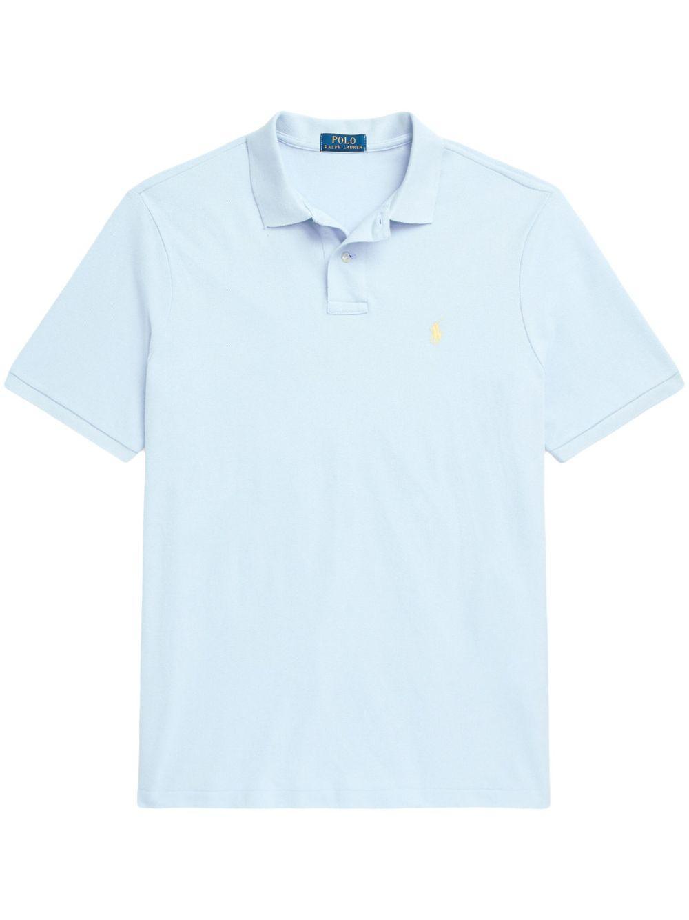 Polo Pony-embroidered Cotton Polo Shirt In Blue Product Image