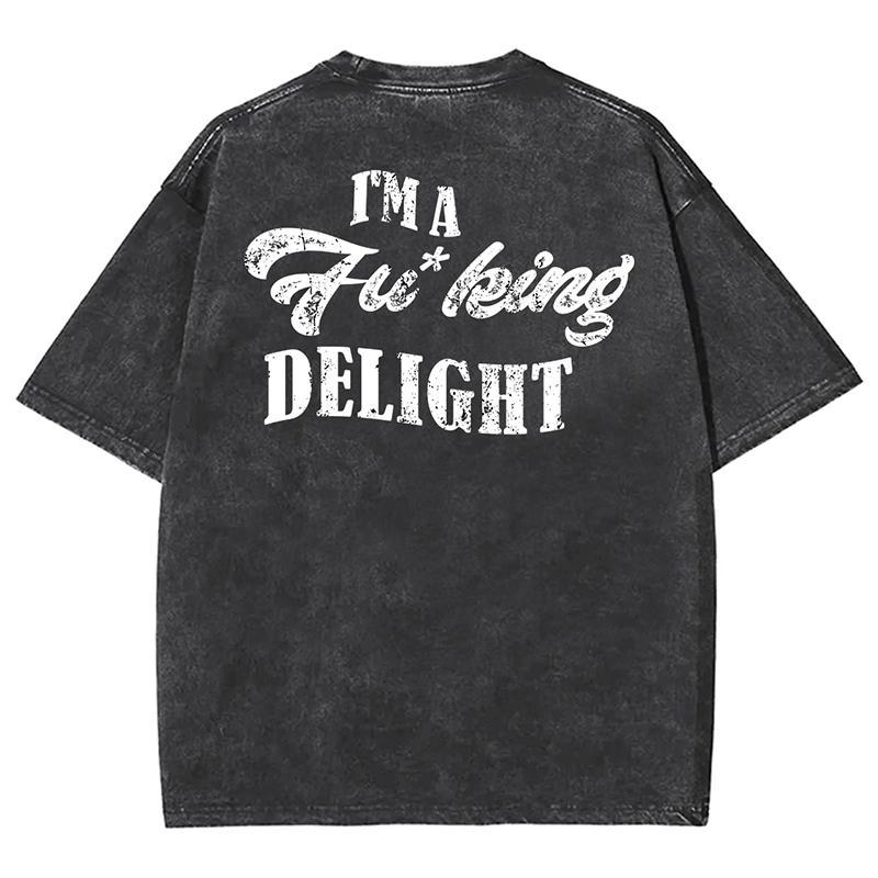 Sopula Men's I'm Fucking Delight Printed Acid Washed T-Shirt Product Image