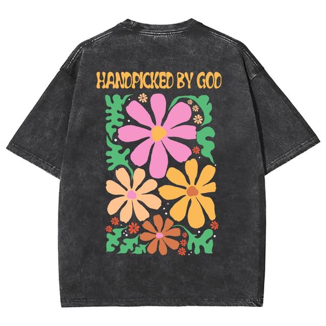 Sopula Vintage Acid Washed Handpicked By God Graphic Printed T-Shirt Product Image