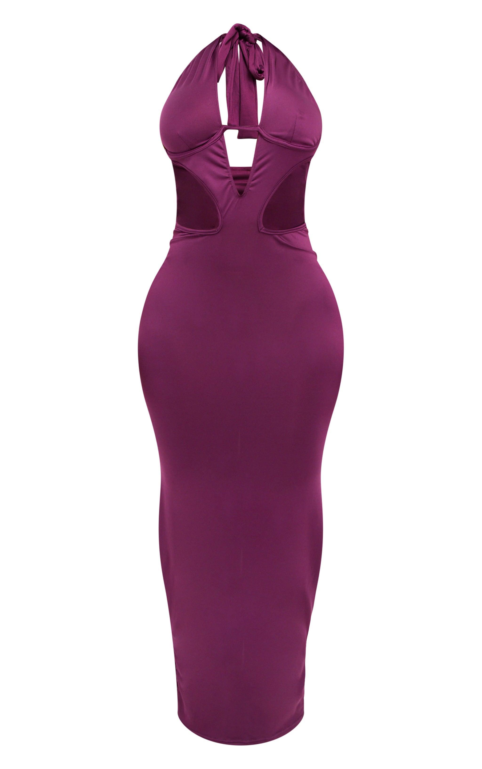 Shape Dark Purple Bralet Detail Cut Out Front Maxi Dress Product Image