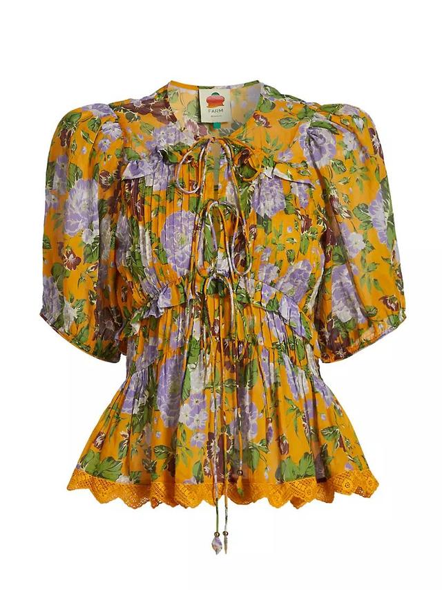 Capri Floral V-Neck Blouse Product Image