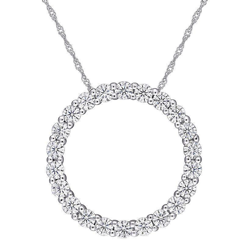 Stella Grace 14k White Gold 2 1/5 Carat T.W. Lab-Created Moissanite Circle Pendant Necklace, Womens Product Image