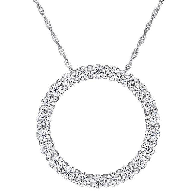 Stella Grace 14k White Gold 2 1/5 Carat T.W. Lab-Created Moissanite Circle Pendant Necklace, Womens Product Image