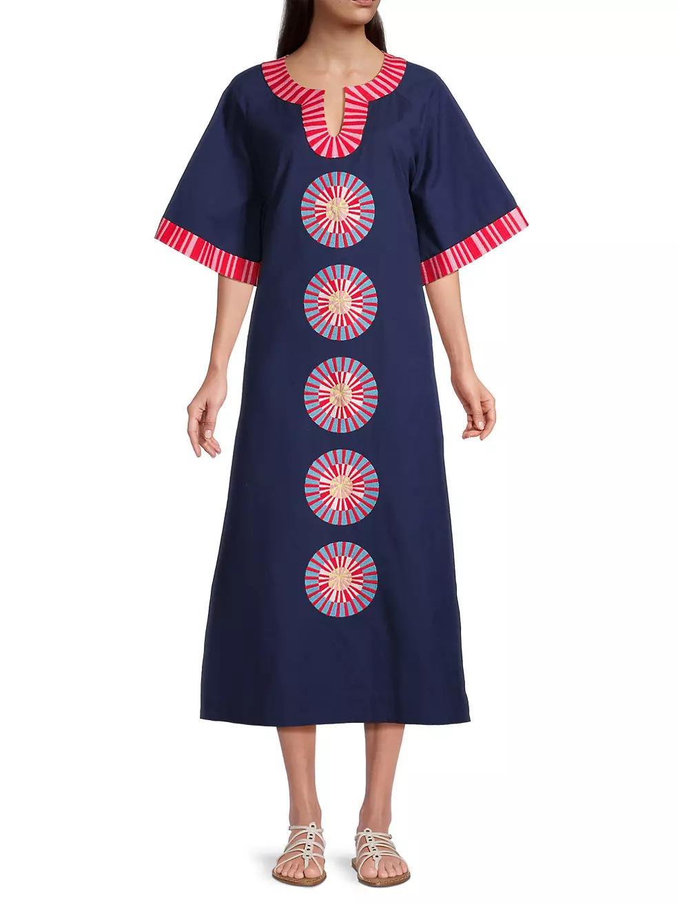 Geometric Cotton-Blend Maxi Caftan Product Image