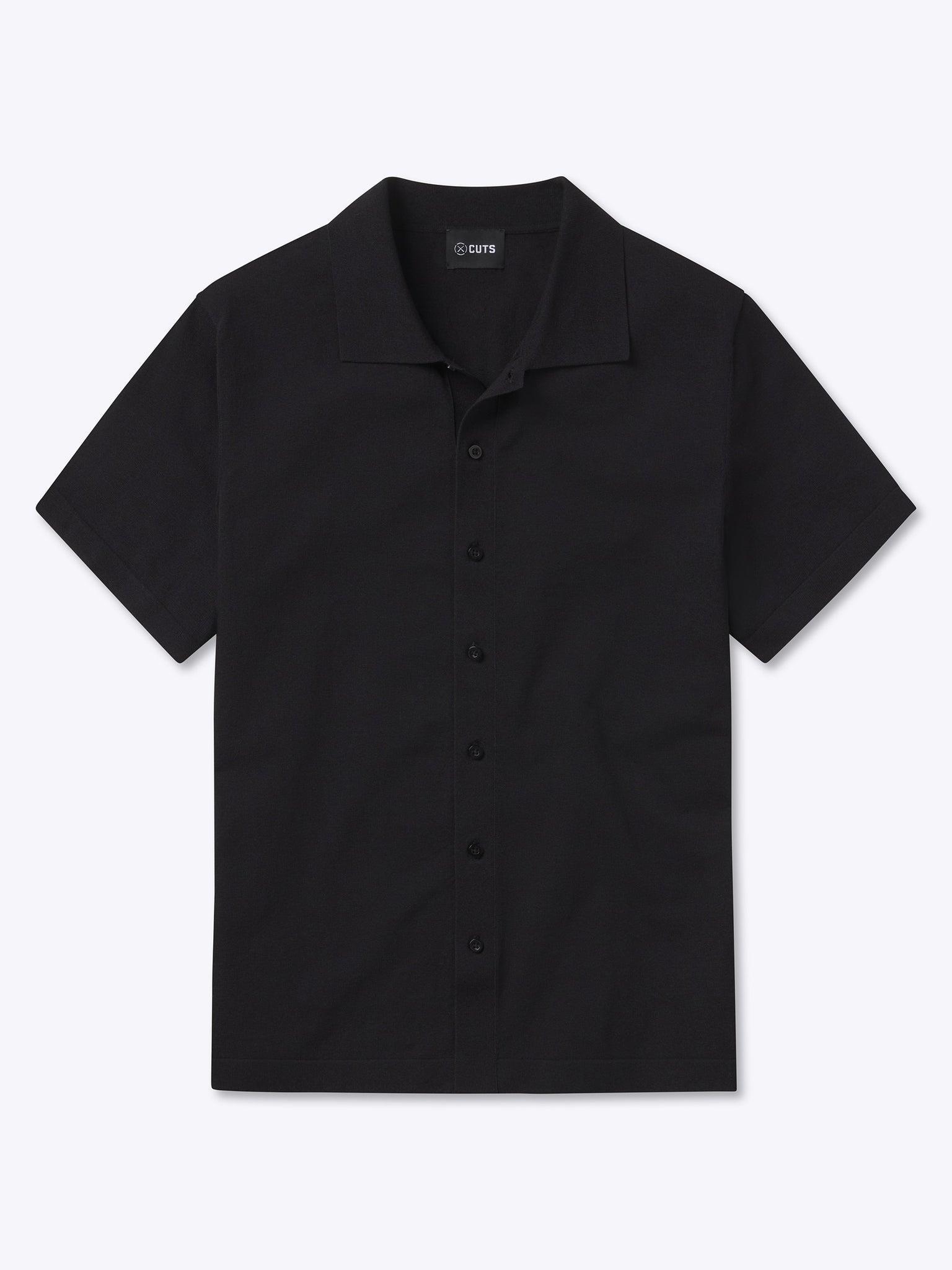 Riviera Knit Button Up | Black Signature-Fit Product Image