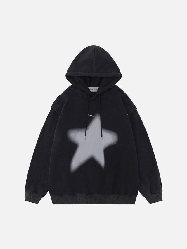 Aelfric Eden Detachable Sleeve Star Washed Hoodie Product Image