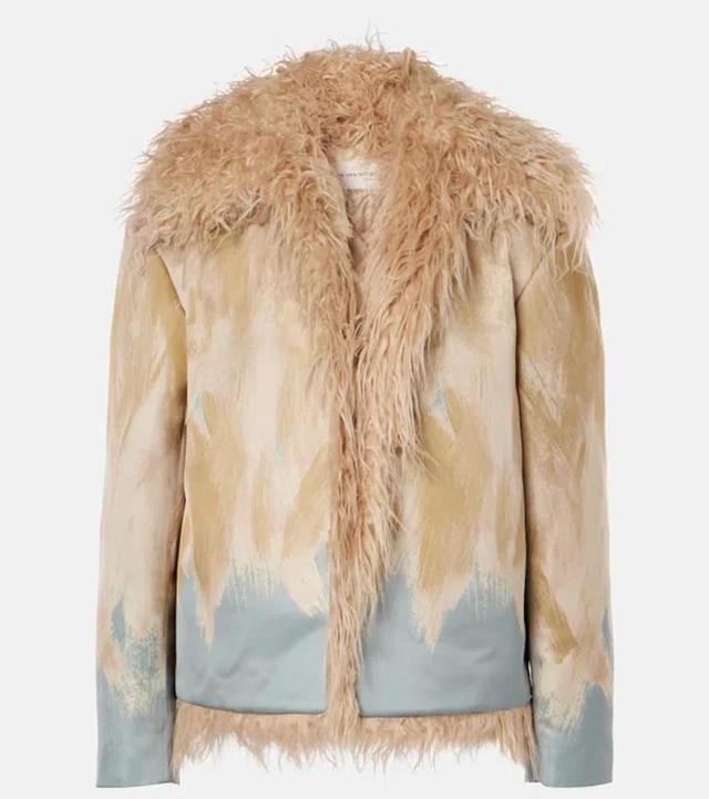 DRIES VAN NOTEN Printed Faux Fur-trimmed Jacket In 103 Beige Product Image